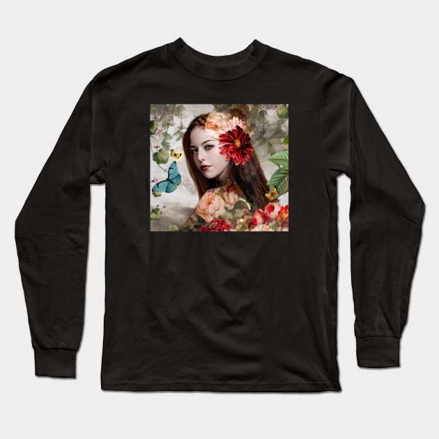 Flower Girl Long Sleeve T-Shirt by Phatpuppy Art